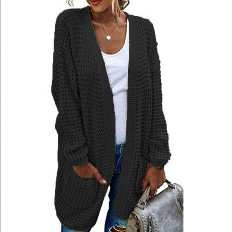 Dames gros tricot cardigan avec silhouette décontractée et poches ouvertes Chic und Stil