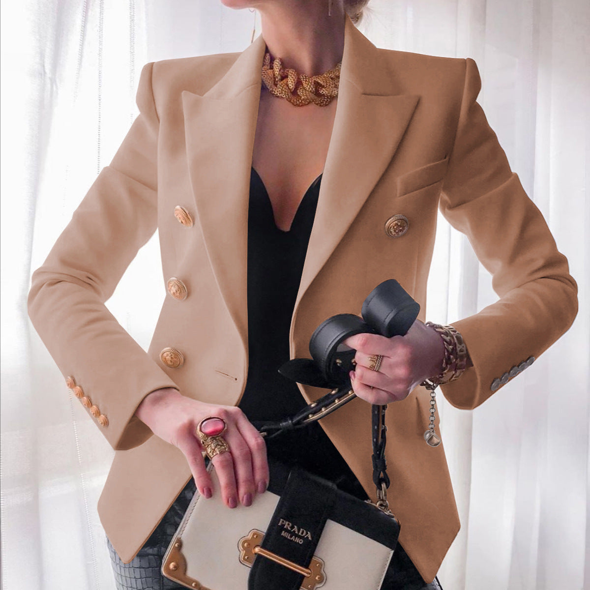 Blazer élégant pour femmes à double rangée de boutons Chic und Stil