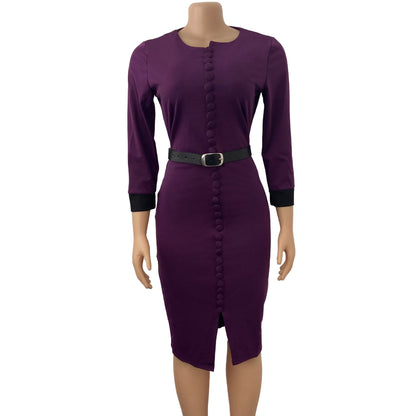 Robe crayon élégante pour femmes avec détails de boutons et ceinture cintrée Chic und Stil