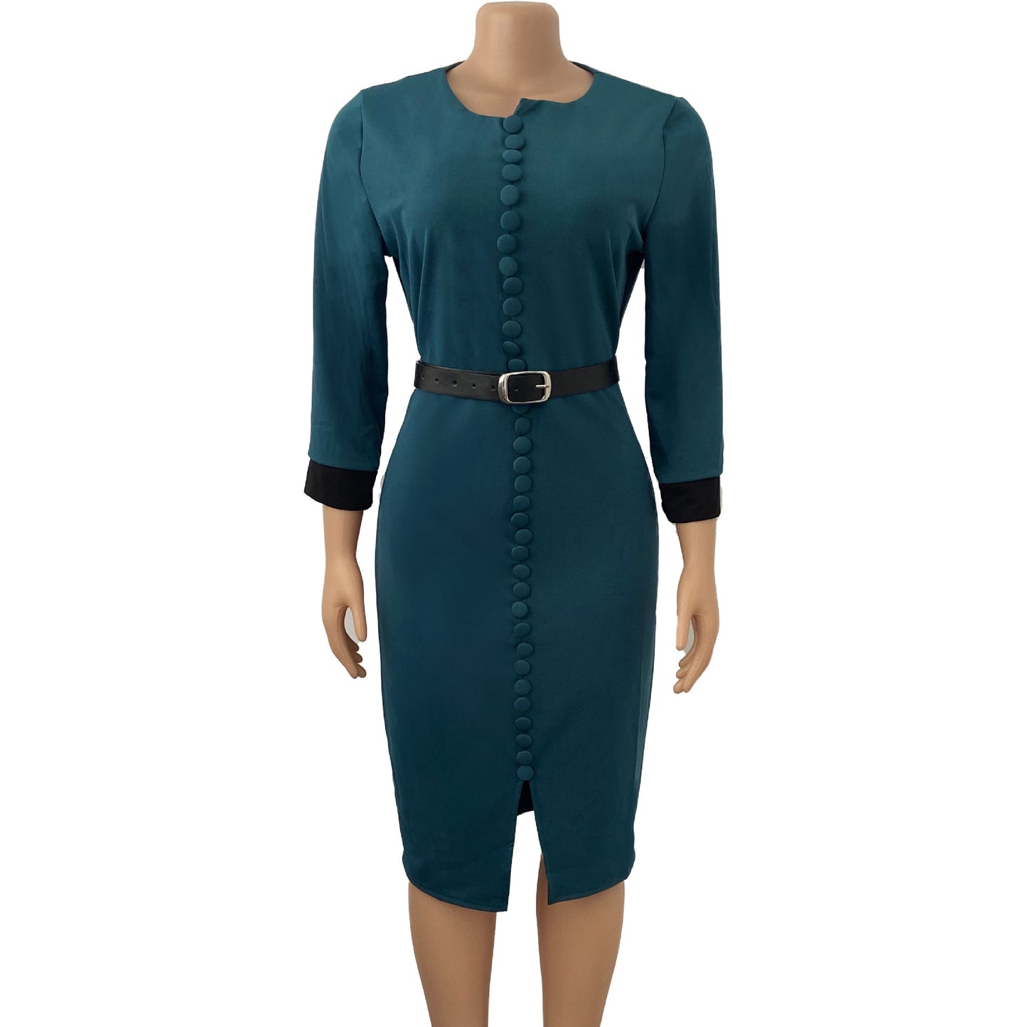 Robe crayon élégante pour femmes avec détails de boutons et ceinture cintrée Chic und Stil