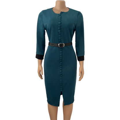 Robe crayon élégante pour femmes avec détails de boutons et ceinture cintrée Chic und Stil