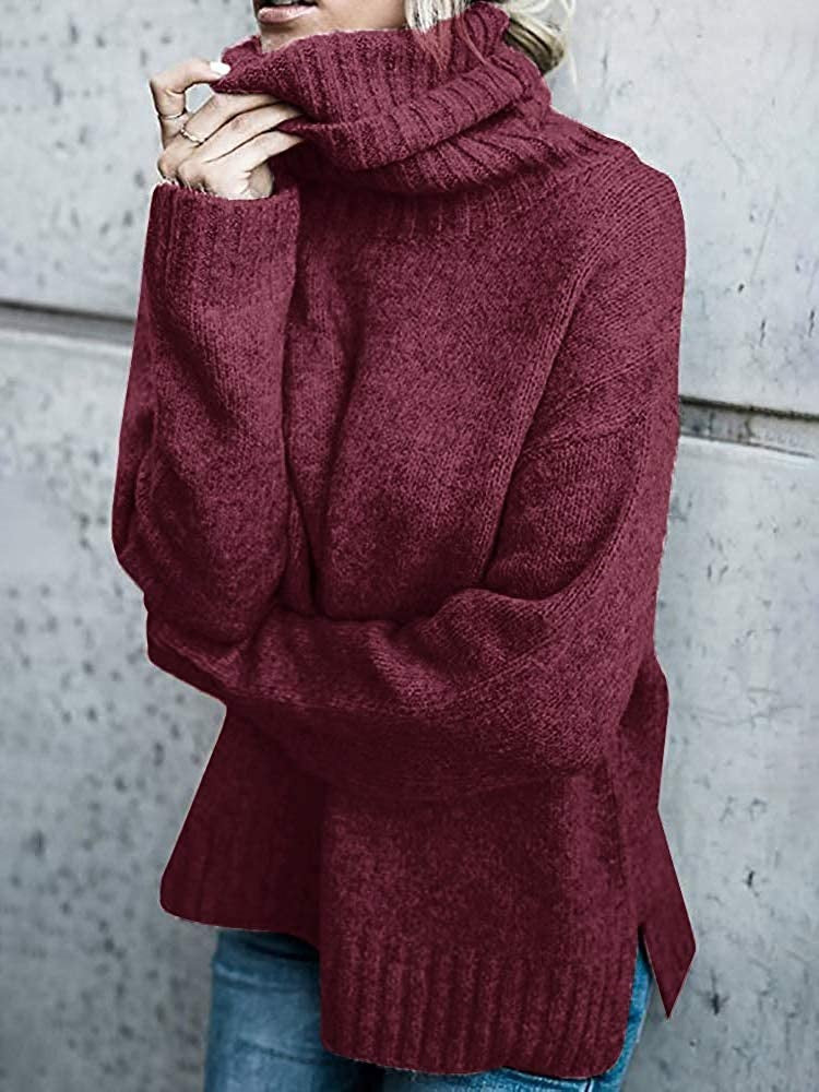 Pull en grosse maille pour femmes avec col montant et coupe décontractée Chic und Stil