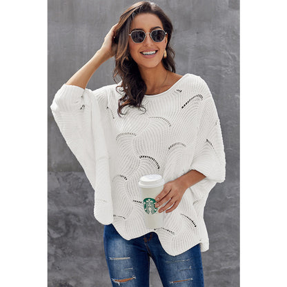 Airy knit sweater for women with wave design Chic und Stil