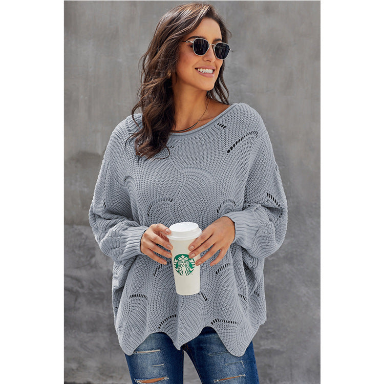 Airy knit sweater for women with wave design Chic und Stil