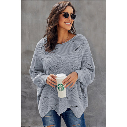 Airy knit sweater for women with wave design Chic und Stil