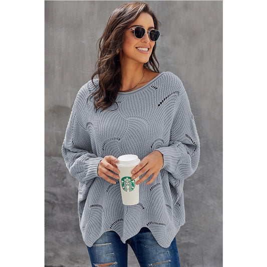 Airy knit sweater for women with wave design Chic und Stil