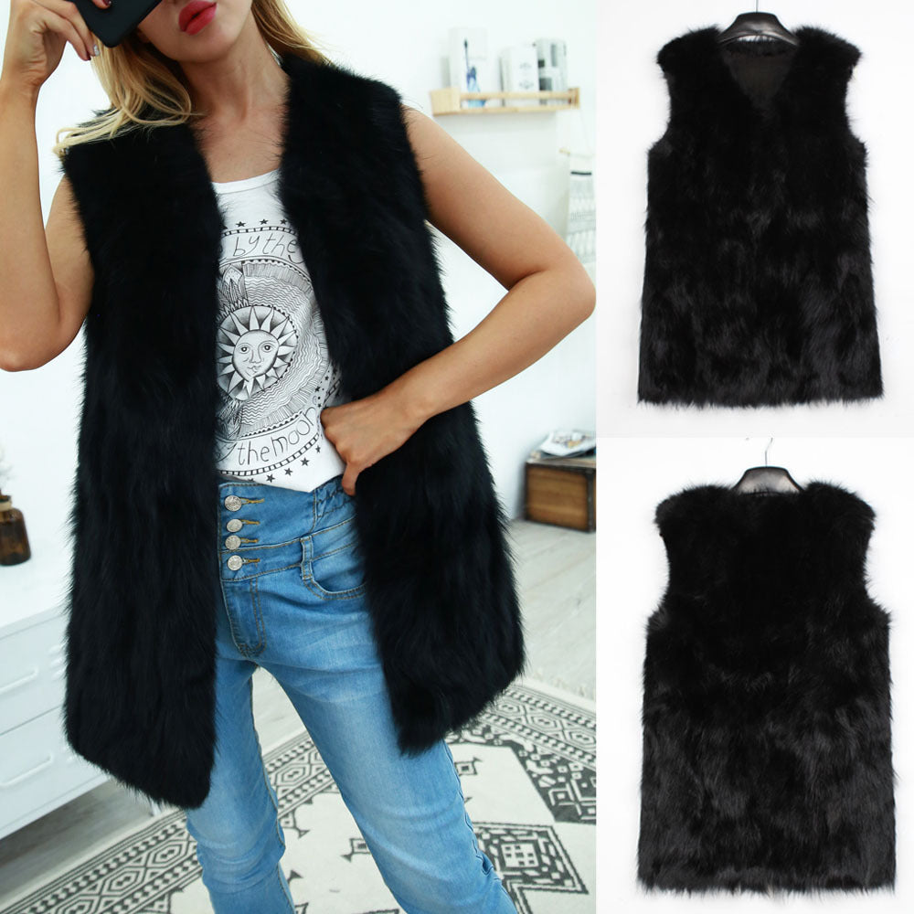 Dames Gilet en fausse fourrure à la mode Chic und Stil