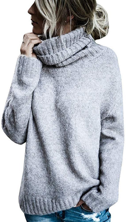 Pull en grosse maille pour femmes avec col montant et coupe décontractée Chic und Stil