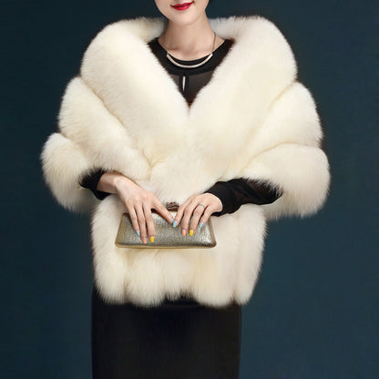 Dames Élegant Cape en fausse fourrure Chic und Stil