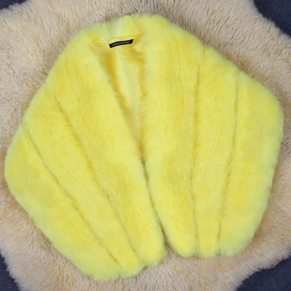 Dames Élegant Cape en fausse fourrure Chic und Stil