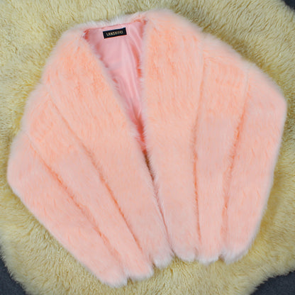 Dames Élegant Cape en fausse fourrure Chic und Stil