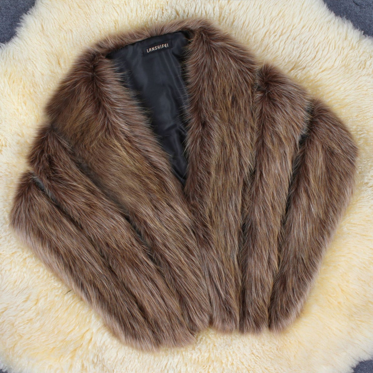 Dames Élegant Cape en fausse fourrure Chic und Stil