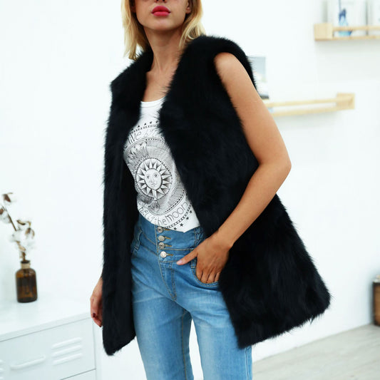 Dames Gilet en fausse fourrure à la mode Chic und Stil