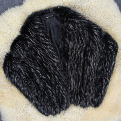 Dames Élegant Cape en fausse fourrure Chic und Stil