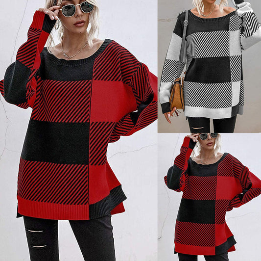 Pull-over décontracté oversize pour femmes avec des rayures modernes en blocs Chic und Stil