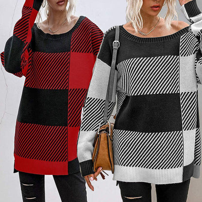 Pull-over décontracté oversize pour femmes avec des rayures modernes en blocs Chic und Stil