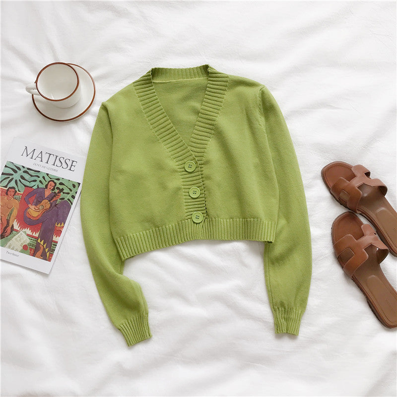 Dames gilet court en tricot avec décolleté en V et détails de boutons Chic und Stil