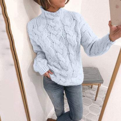 Pull en maille épaisse pour femmes avec motif tricoté artistique et col haut Chic und Stil