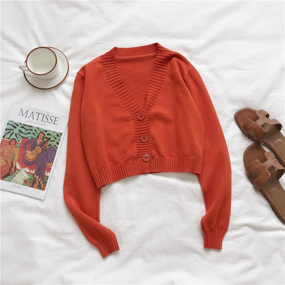 Dames gilet court en tricot avec décolleté en V et détails de boutons Chic und Stil