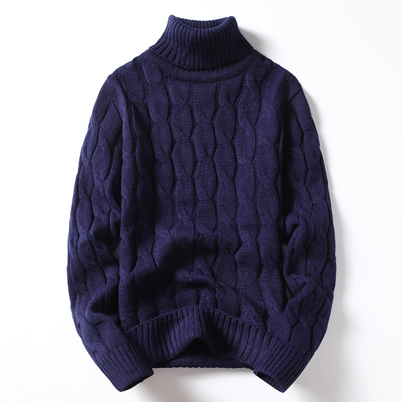 Men's knitted sweater with turtleneck and cable pattern Chic und Stil