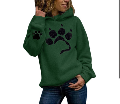 Pullover à capuche pour femmes avec motif de pattes d'animal et coupe confortable Chic und Stil