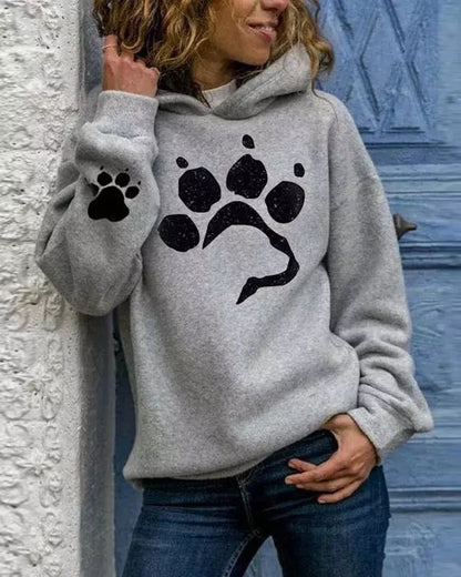Pullover à capuche pour femmes avec motif de pattes d'animal et coupe confortable Chic und Stil