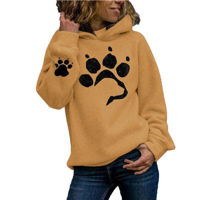 Pullover à capuche pour femmes avec motif de pattes d'animal et coupe confortable Chic und Stil