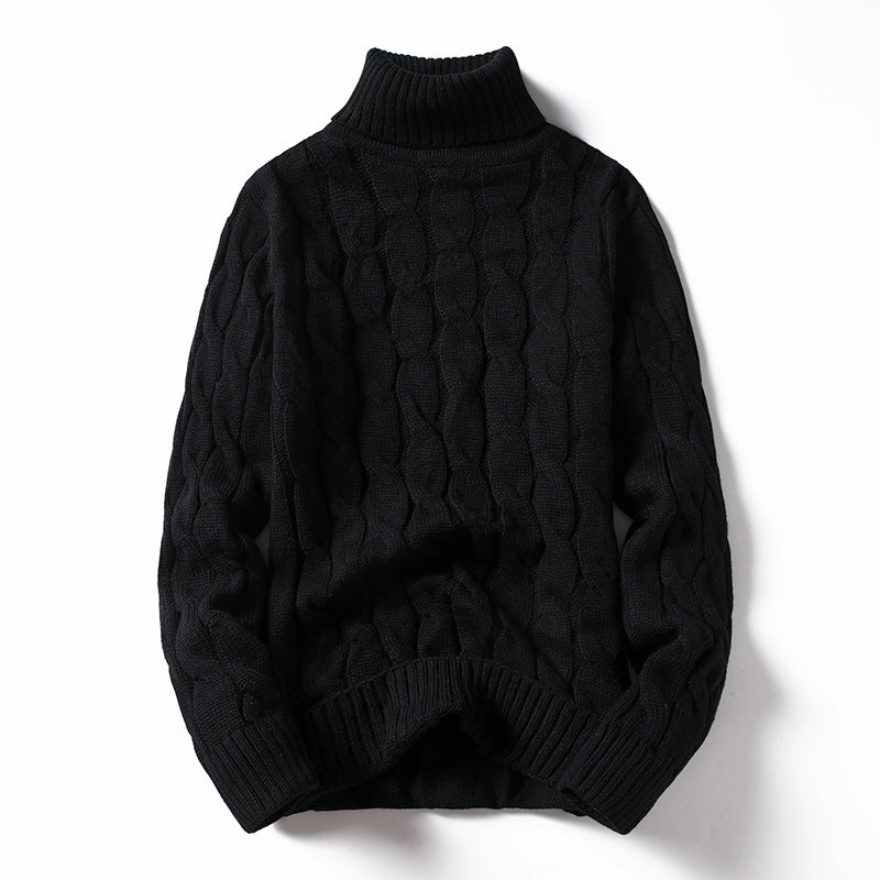 Men's knitted sweater with turtleneck and cable pattern Chic und Stil
