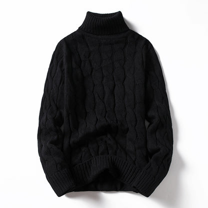 Men's knitted sweater with turtleneck and cable pattern Chic und Stil