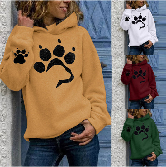Pullover à capuche pour femmes avec motif de pattes d'animal et coupe confortable Chic und Stil
