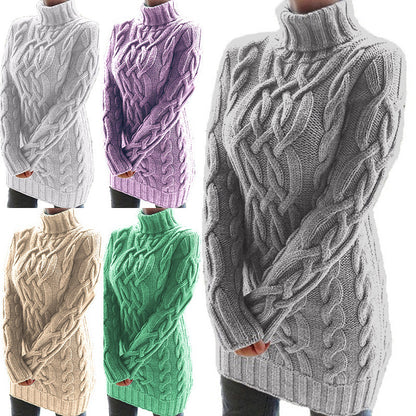Pull-over en grosse maille pour femmes avec col montant et motif en torsade Chic und Stil