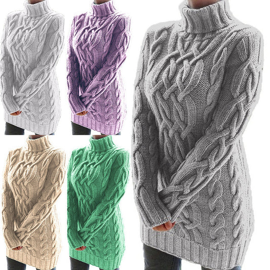 Pull-over en grosse maille pour femmes avec col montant et motif en torsade Chic und Stil