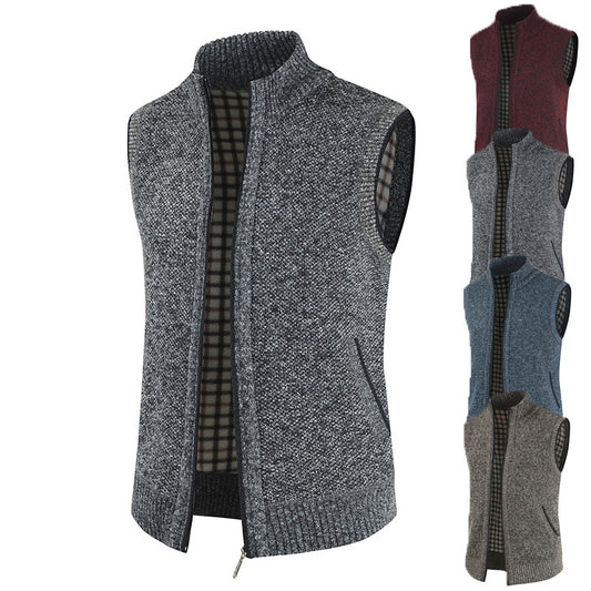 Men's elegant knitted vest with high collar and full zip Chic and Style