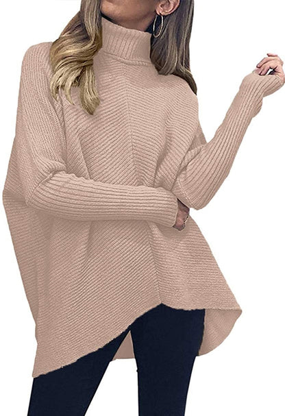 Pull en mailles surdimensionné pour femmes avec col montant et design structuré Chic und Stil