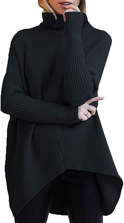 Pull en mailles surdimensionné pour femmes avec col montant et design structuré Chic und Stil