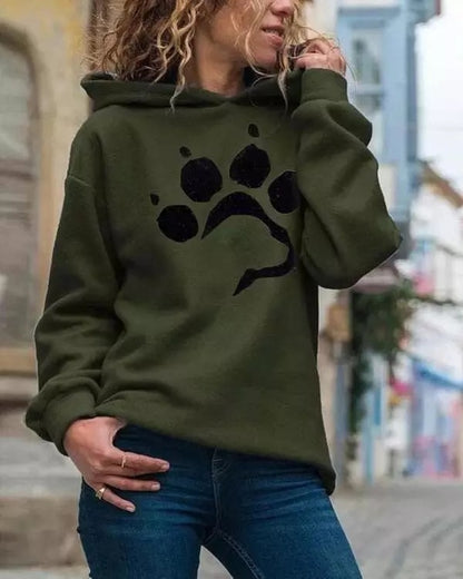 Pullover à capuche pour femmes avec motif de pattes d'animal et coupe confortable Chic und Stil