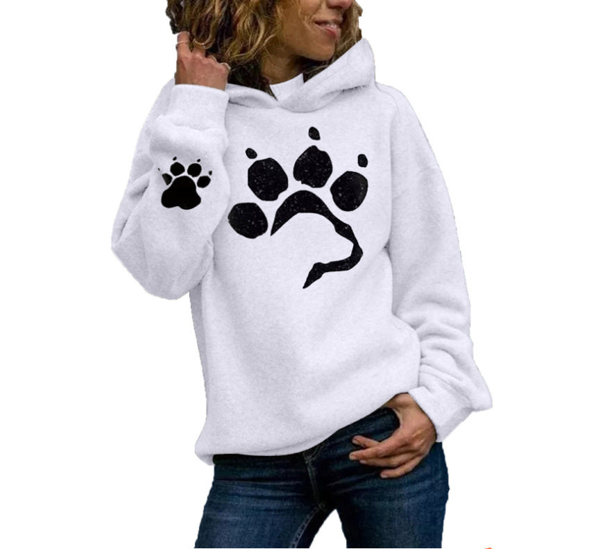 Pullover à capuche pour femmes avec motif de pattes d'animal et coupe confortable Chic und Stil
