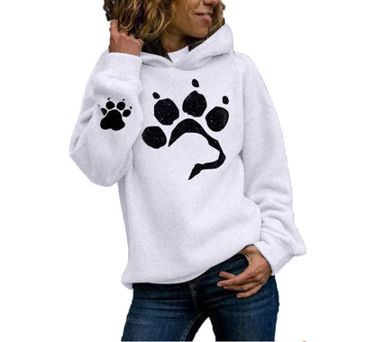Pullover à capuche pour femmes avec motif de pattes d'animal et coupe confortable Chic und Stil
