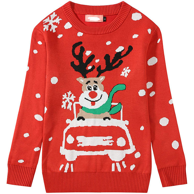 Pull en tricot de Noël pour femmes avec motif de renne ludique et couleurs modernes Chic und Stil