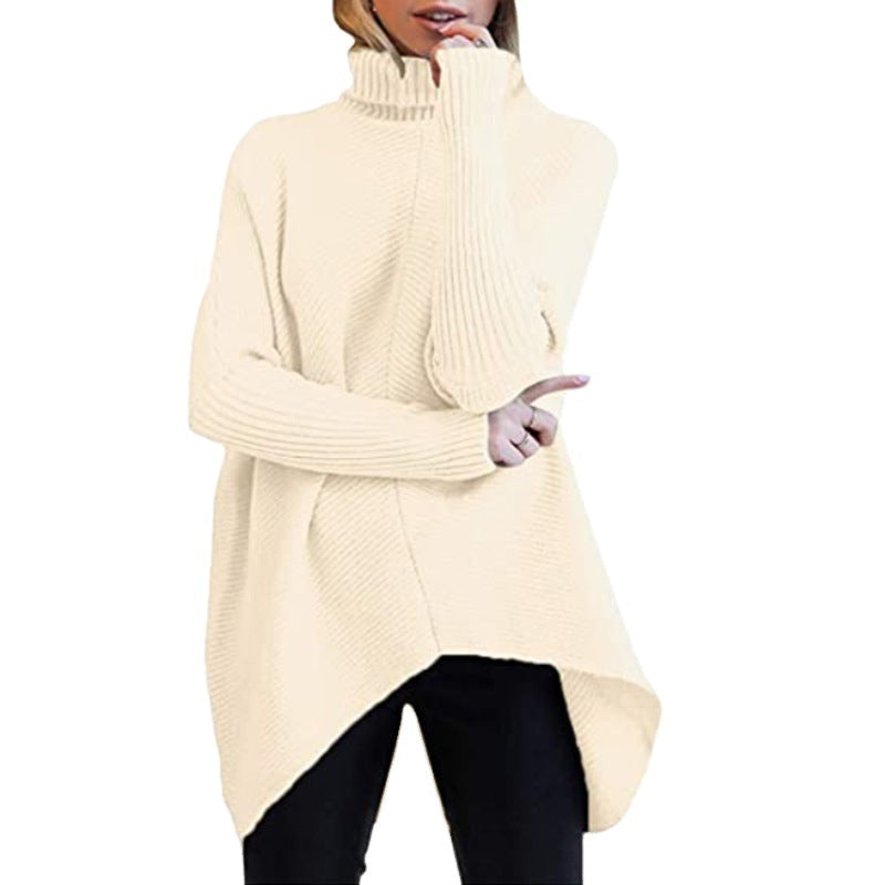 Pull en mailles surdimensionné pour femmes avec col montant et design structuré Chic und Stil