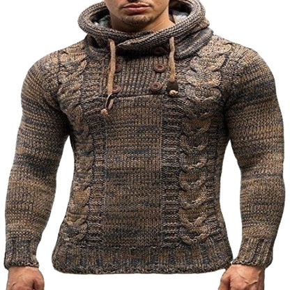 Men's hoodie with textured twisted pattern and practical buttons Chic and Style