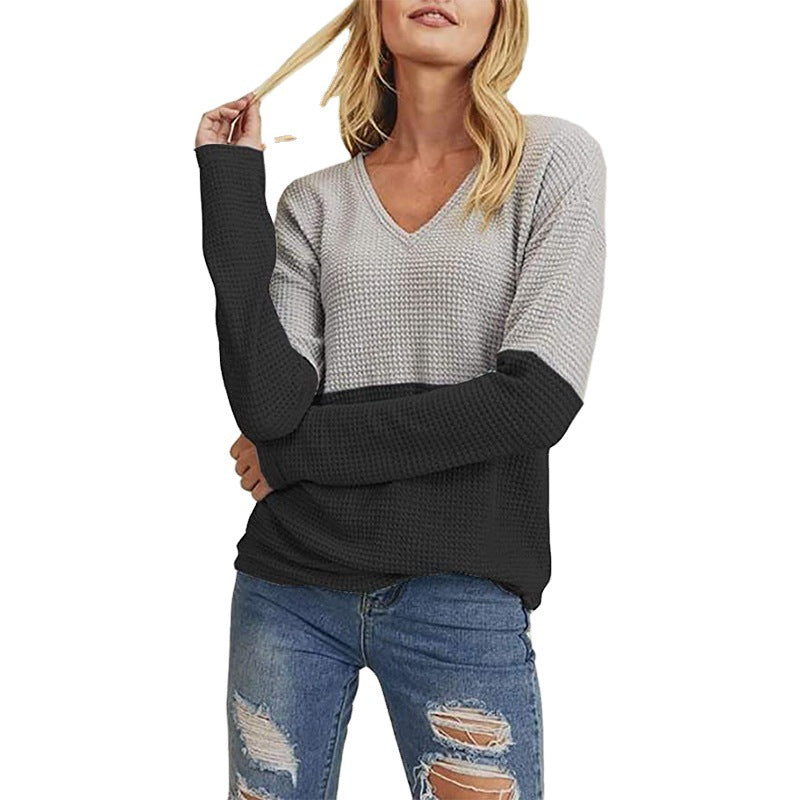 Pull en tricot décontracté pour femmes avec dégradé de couleurs moderne et décolleté en V Chic und Stil