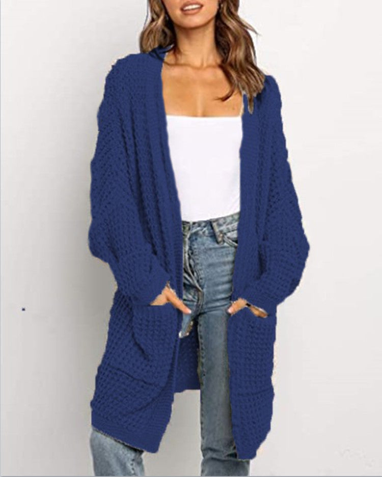 Dames gros tricot cardigan avec manches ouvertes et poches profondes Chic und Stil