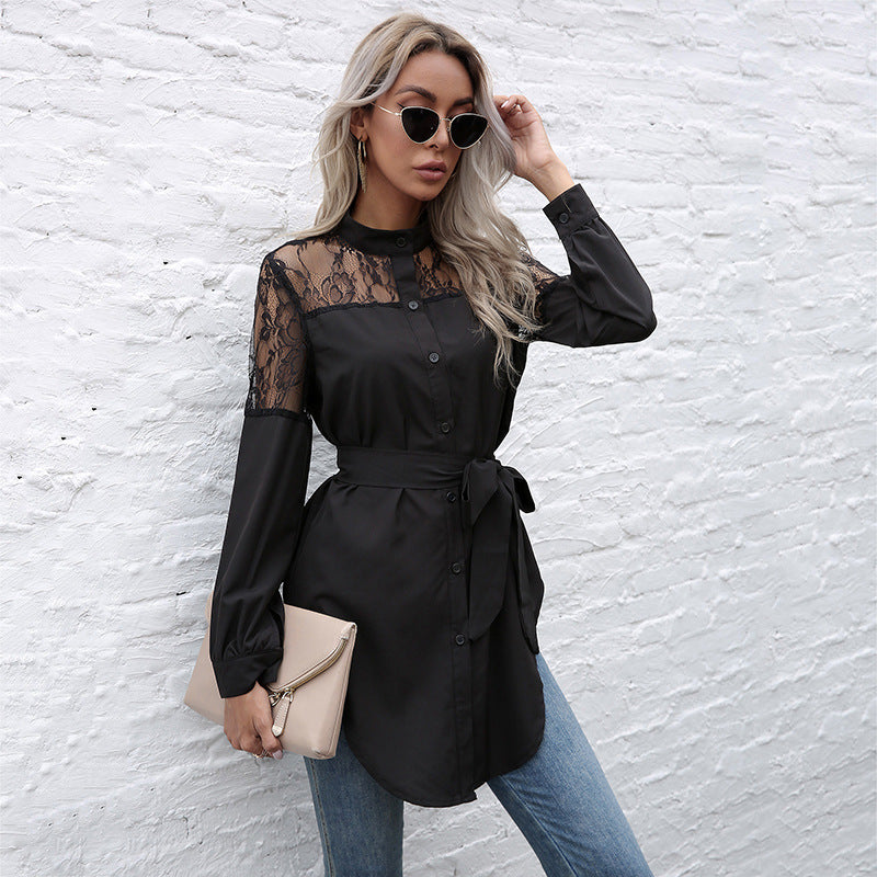 Robe chemise femme avec épaules en dentelle Chic und Stil