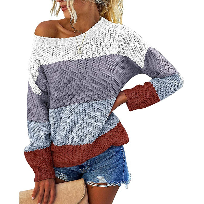 Pull classique à rayures larges pour femmes avec décolleté dégagé et tissu texturé Chic und Stil