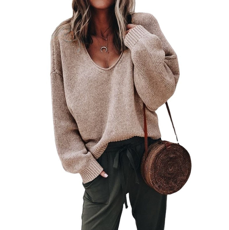 Pull en viscose pour femmes avec coupe large et décolleté en V profond Chic und Stil