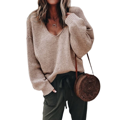 Pull en viscose pour femmes avec coupe large et décolleté en V profond Chic und Stil