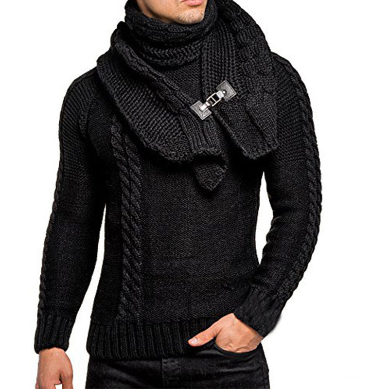 Pull en grosse maille pour hommes avec écharpe pratique Chic und Stil