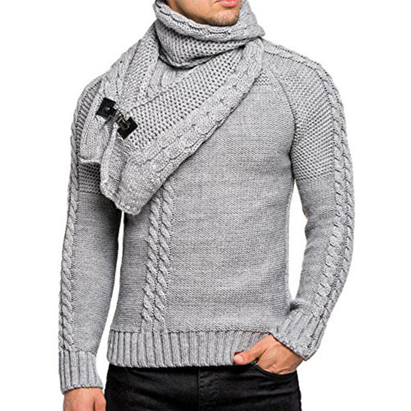 Pull en grosse maille pour hommes avec écharpe pratique Chic und Stil