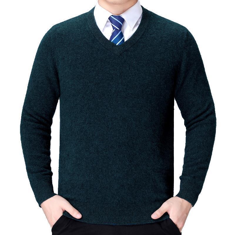 Pull à col en V en mélange de coton doux pour hommes Chic und Stil